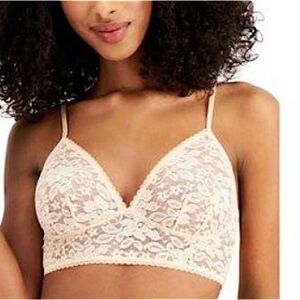 INC International Concepts Lace Bralette in almond latte size large